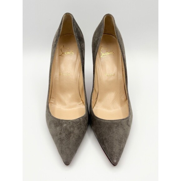 Christian Louboutin Gray Suede Stiletto Decoltish 85 Pumps Roche Sz EU 38 8 - Picture 5 of 14